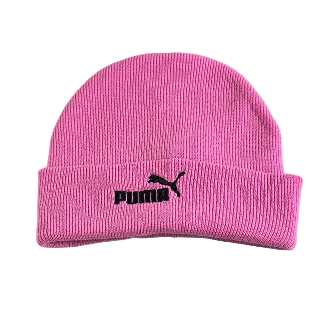 Puma Bright Pink Knit Beanie / Hat with Classic Metal Cat Logo OSFM